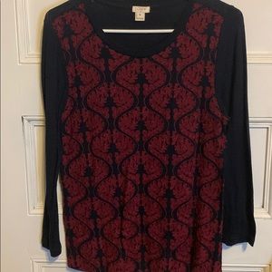 Navy & maroon detailed shirt